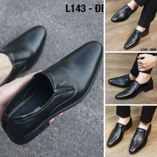 Giày lười nam da cao cấp, giày tây nam da lì mũi nhọn Mã L143
