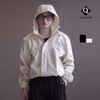 Áo khoác gió có mũ Qthouse chất liệu gió dù thiết kế 2 lớp chống nước form jacket unisex QTAK07