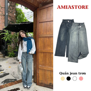 Quần jeans trơn basic ống suông amiastore