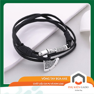 Vòng tay da nam GADO vòng đeo cổ tay cao cấp mẫu búa của Thor Viking Axe