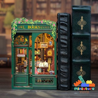 Kèm MICA che bụi Mô hình DIY Book Nook Kit Cutebee bằng gỗ tự lắp ghép | Owl Bookstore Quà tặng trang trí sáng tạo