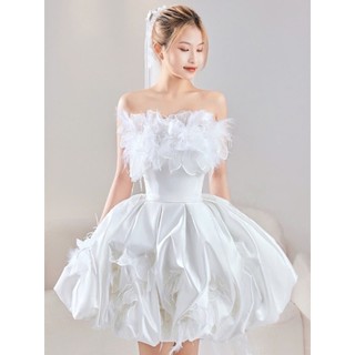 Đầm Cúp Xoè Bí Đính Hoa Lông Vũ