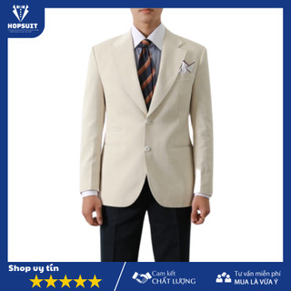 Vest Nam Hàn Quốc màu Kem áo 2 lớp From Slim sang trọng lịch lãm