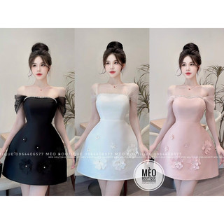 Đầm Tafta Vạt Lưới Petal Hoa Chân