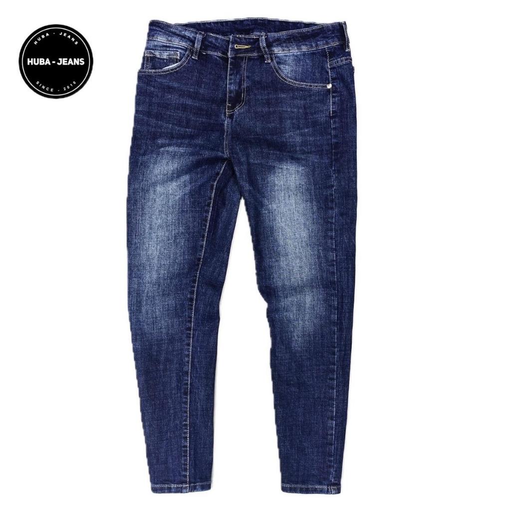 Quần jean nam HUBA-JEANS co giãn xanh ĐẬM trơn Menswear Pants Có Túi quần purple khôngrách