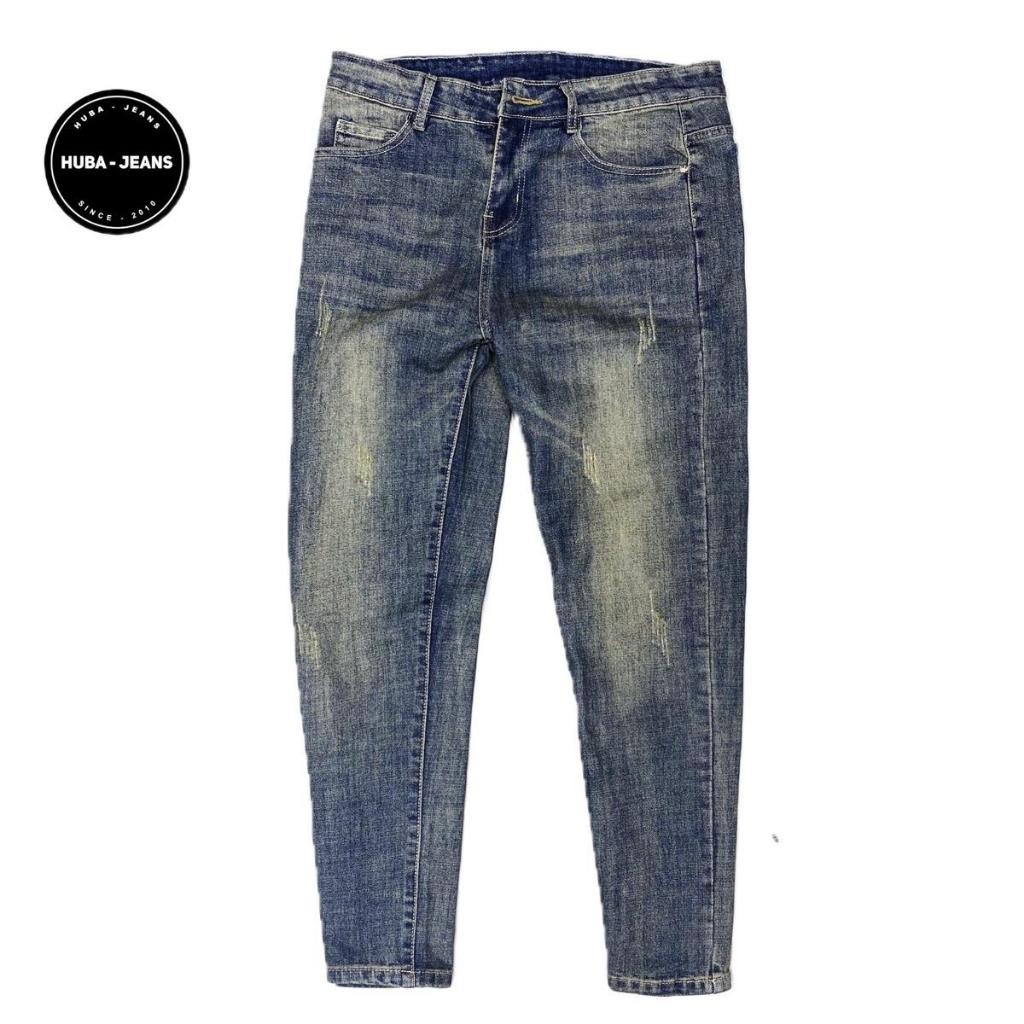 Quần jean nam HUBA-JEANS co giãn xanh RIÊU Menswear Pants Có Túi quần purple khôngrách Denim