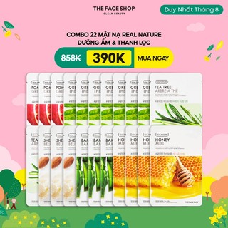 Combo 22 Mặt Nạ Dưỡng Ẩm THE FACE SHOP Real Nature 20g (mix nhiều loại)