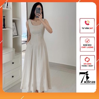 Váy nữ, đầm nữ dáng dài, thiết kế hai dây bản to vải đũi linen mềm mát, có lót trong, trẻ trung nữ tính 7.Beautiful V170