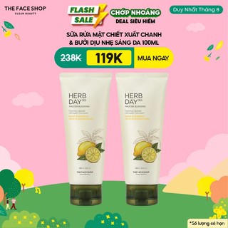 Combo 2 Sữa Rửa Mặt THE FACE SHOP Sạch Da Herb Day 365Lemon & Grapefruit 100ml