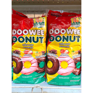 Bánh donut phủ sô cô la nhân kem trứng túi 12 cái
