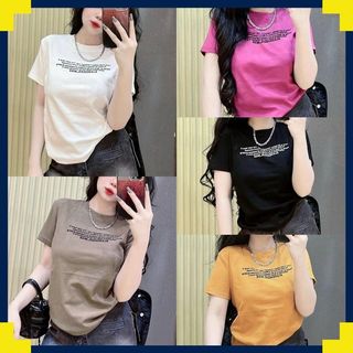  Áo phông form vừa cổ tròn tay ngắn nữ thun borip thái cotton in chữ M176 