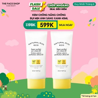 Bộ 02 Kem Chống Nắng Chống Bụi Mịn Ánh Sáng Xanh THEFACESHOP NATURAL SUN ECO 45MlX2