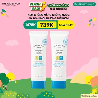 Combo 2 kem chống nắng the face shop natural sun eco reef-safe sun spf50+ 80ml