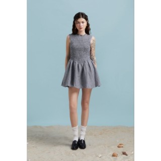 OLALASTUDIOxSIATELIER Đầm dáng ngắn họa tiết caro chạy smocking Maria Dress
