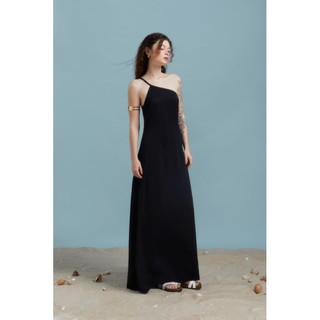 OLALASTUDIOxSIATELIER Đầm lụa dáng xuông maxi chéo vai Ariel Dress