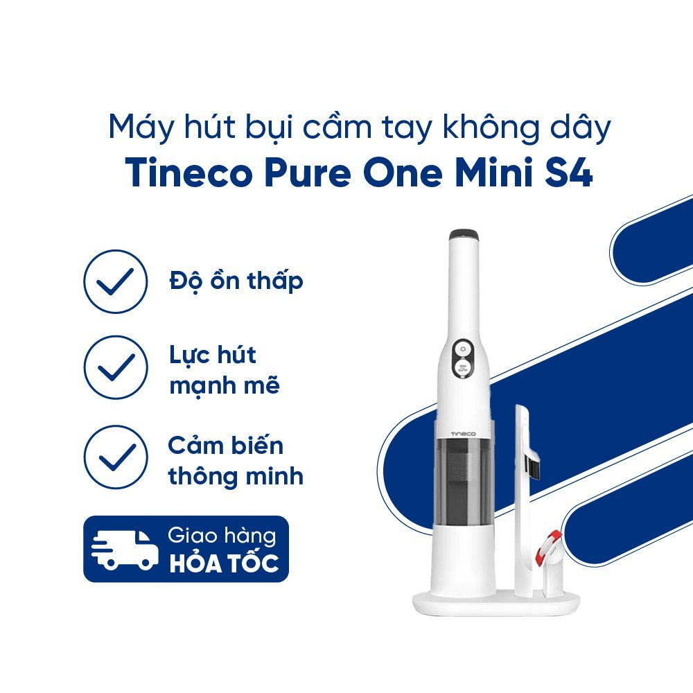 Máy hút bụi cầm tay không dây Tineco Pure One Mini S4 - Công suất 90W - Bộ lọc HEPA - Bản Quốc Tế