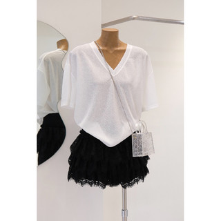 Áo Thun Giấy Cổ Tim Oversize Thiết Kế By Thaobibi