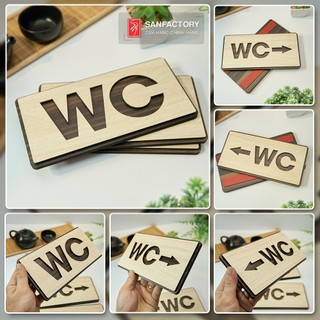 Bảng chỉ hướng WC(toilet) bằng gỗ