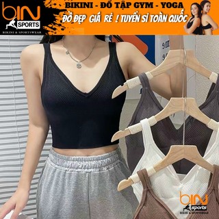 Áo bra nữ tập gym yoga aerobic thể thao kèm mút chất liệu thun dệt kim thoáng mát thấm hút mồ hôi BINSPORTS A157