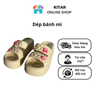 Dép nữ quai ngang đế bánh mì 6cm chống trơn chất Eva nhẹ size 36-39 màu nâu, đen, trà sữa D20