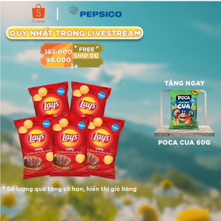 Combo 5 lay's wavy thăn bò nướng texas 150gr