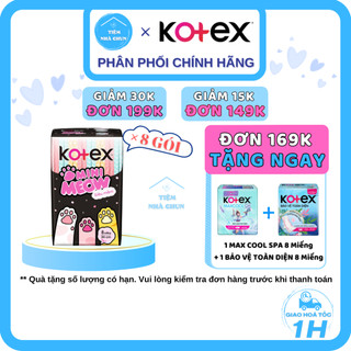 - lốc 8 gói bvs kotex mini meow - băng vệ sinh minimeow mặt bông siêu mềm 24cm - nhi.tnl