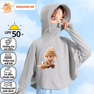 Áo choàng chống nắng hình Labubu bé trai BABYMALL, áo khoác chống nắng cho bé mỏng mát chống tia UV