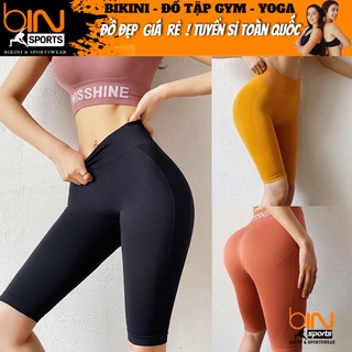 Quần đùi ngố cạp cao misshine dệt kim tập thể thao gym yoga Bin Sport Q036