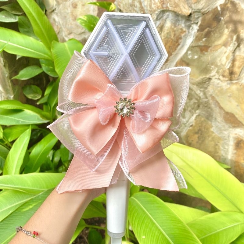 Nơ lightstick tone hồng cho lightstick EXO/BTS/Blackpink/NCT/Senventeen/IVE/Treassure/Shinee/STRAY K