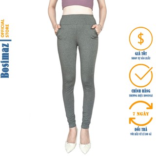 Quần Legging Nữ Bosimaz MS119 dài túi trước màu tiêu xám cao cấp, thun co giãn 4 chiều, vải đẹp dày.