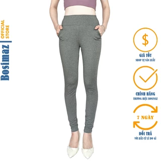 Quần Legging Nữ Bosimaz MS119 dài túi trước màu tiêu xám cao cấp, thun co giãn 4 chiều, vải đẹp dày.