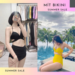 Đồ đi biển,bikini 2 mảnh áo gọng tôn v1 tà buộc eo