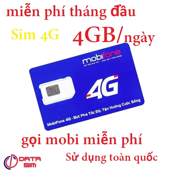 Sim 4G mobi local mỗi ngày 4GB nội mạng miễn phí có sẵn tháng đầu tự chọn số đẹp