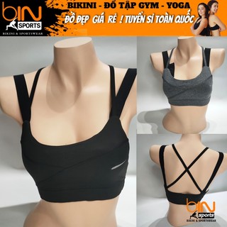 Áo bra nữ tập gym yoga aerobic thể thao kèm mút chất liệu thun poly thoáng mát thấm hút mồ hôi BINSPORTS A158