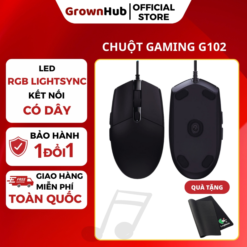 Chuột Game Logi.tech G.102 Lightsync, Chuột Gaming Có Dây Led Đổi Màu Độ Chính Xác Cao GrownHub