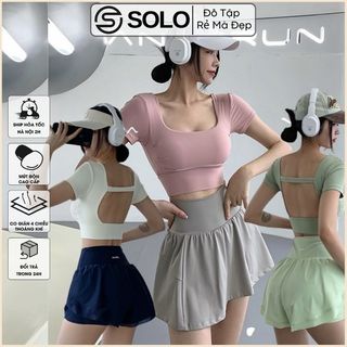 Áo Thun Gym Yoga Pickle Ball Body CÓ MÚT Tay Ngắn Thun Poly Mềm Mại Co Giãn Thoáng Khí Thoải Mái 498