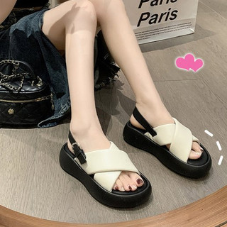 Giày sandal nữ đế bệt Laner full box 2023 - quai da cao cấp - dép quai hậu thời trang