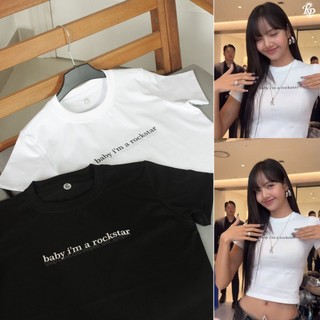 Áo croptop #lisa_rockstar cao cấp, baby i'm a rockstar,idol_kpop93, áo baby tee