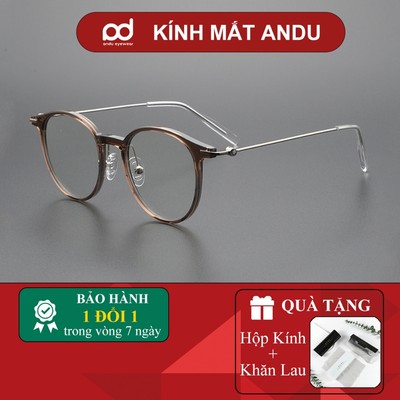 Gọng kính cận thời trang nam nữ ANDU EYEWEAR dáng tròn chống tia UV chất liệu nhựa cao cấp - 83098
