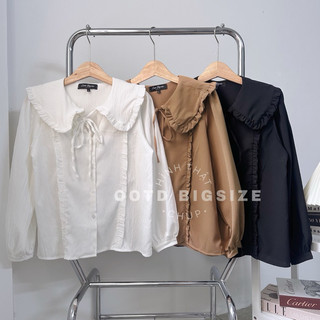 Sơ mi bigsize bèo dọc cổ buộc nơ