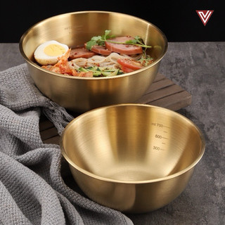 Set 3 bát tô inox mạ vàng,bát inox màu bạc có chia vạch an toàn cho sức khoẻ