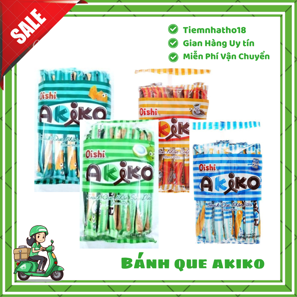 Bánh Que Akiko Đủ Các Vị (gói 20que/8g), bánh Que Nhân Đủ Vị Akiko Oishi - Tiemnhatho18