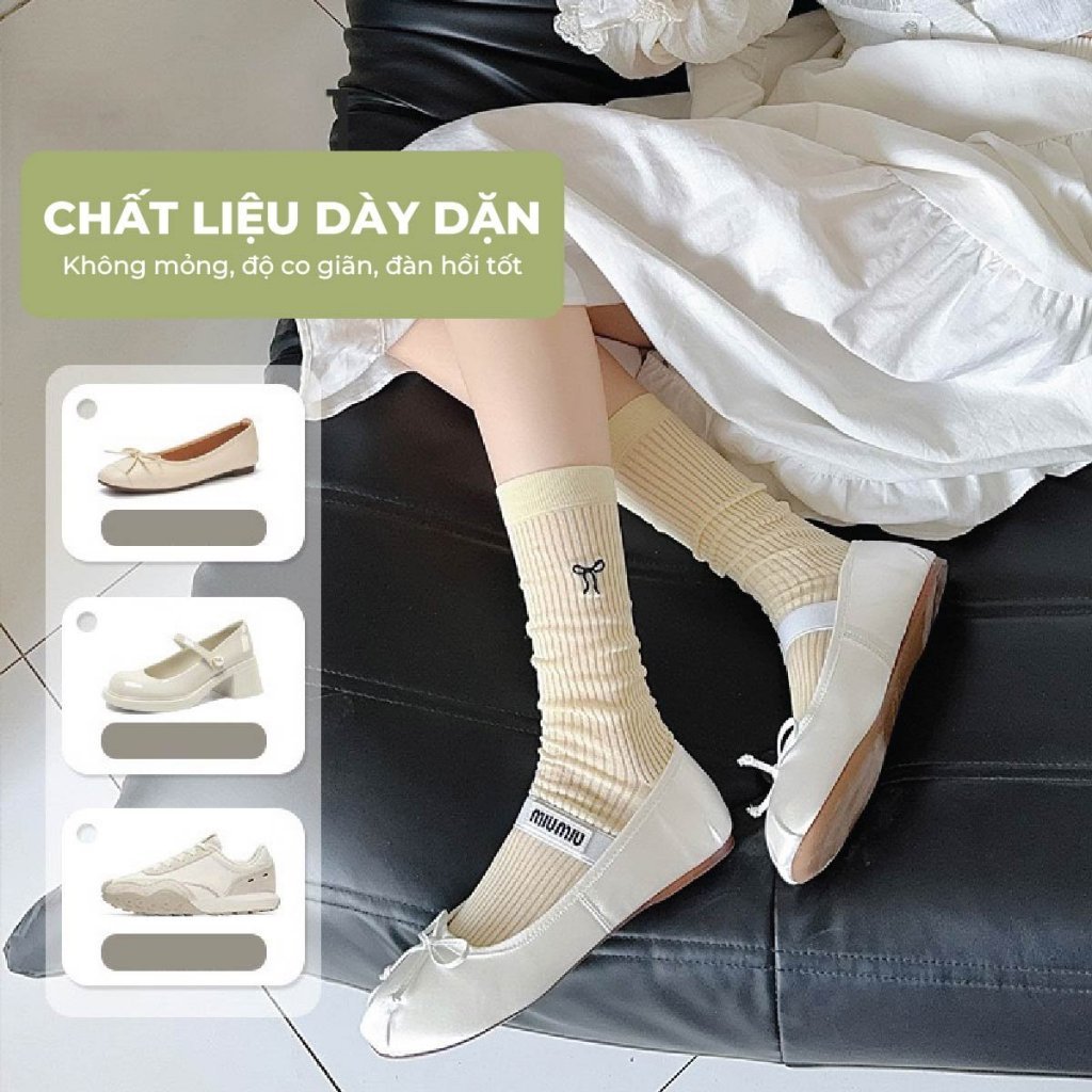 [ 100% COTTON  - TÚI ZIP ] Tất dệt kim cổ cao chất liệu 100% cotton, tất dày dặn, mềm, thấm hút tốt,