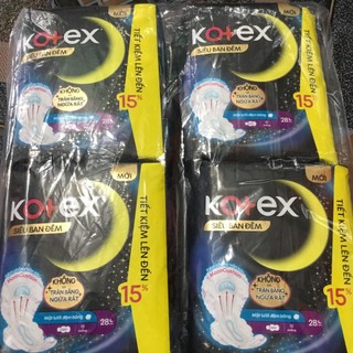 -combo 4 gói băng vệ sinh kotex siêu ban đêm 28cm - mỗi gói 12 miếng- hsd luôn mới