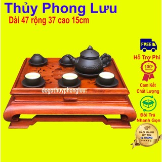 Khay trà chân cong để bàn phòng khách gỗ hương cỡ 47×37 cao 14cm