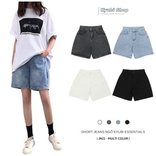 Quần sọt jean ngố lửng nữ Simple Kyubi Ulzzang form rộng (Có Bigsize, Size đại) - Quần Short Jean Kyubi JN21