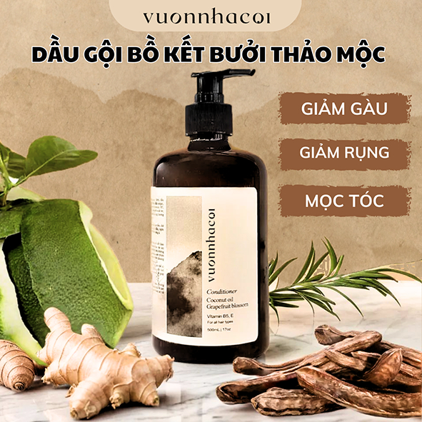 Dầu gội bồ kết bưởi gừng VƯỜN NHÀ CỘI hỗ trợ giảm gàu giảm rụng hỗ trợ mọc tóc nhanh lâu bết