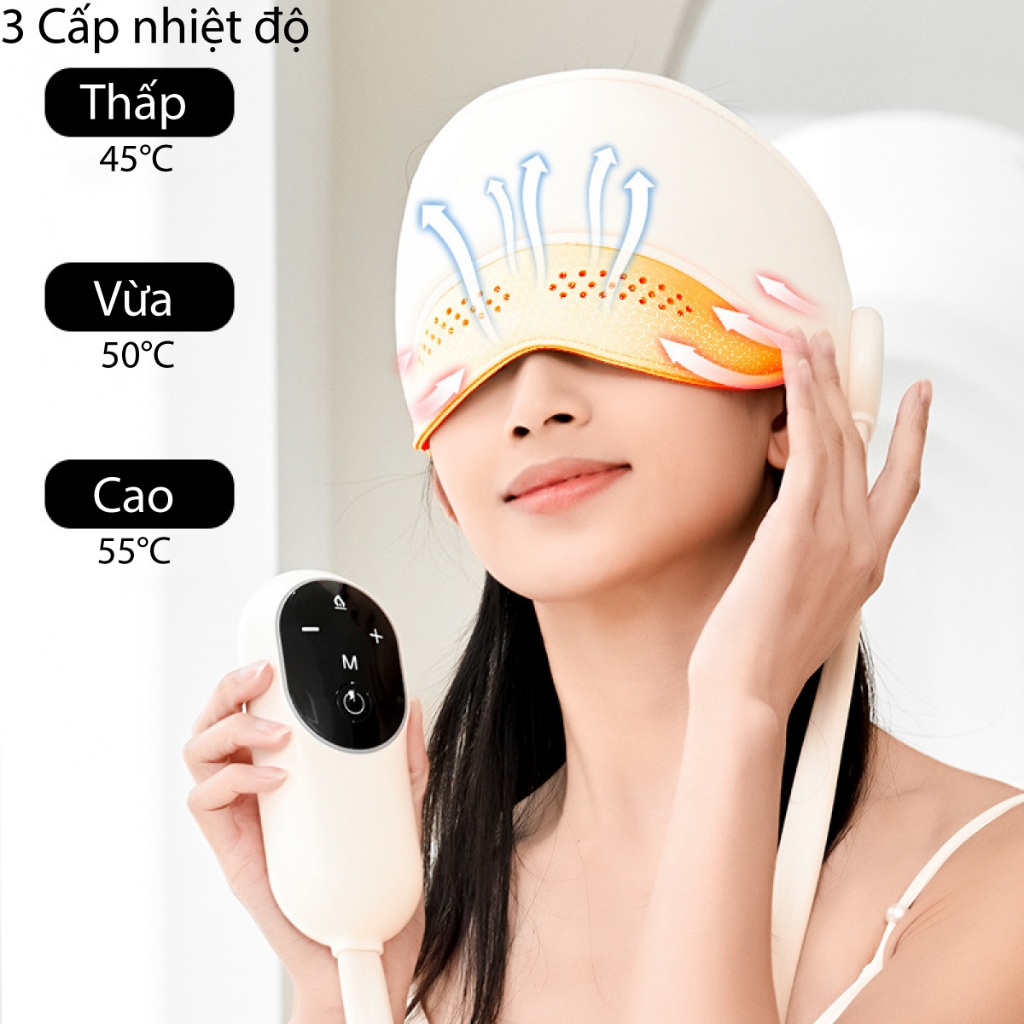 Máy Massage Đầu Và Mắt Cnaier Massage Khí Nén Và Chườm Nóng 6 Vùng, 3 Mức Nhiêt, 4 Chế Độ Giúp Thư Giãn, Dịu Mệt Mỏi