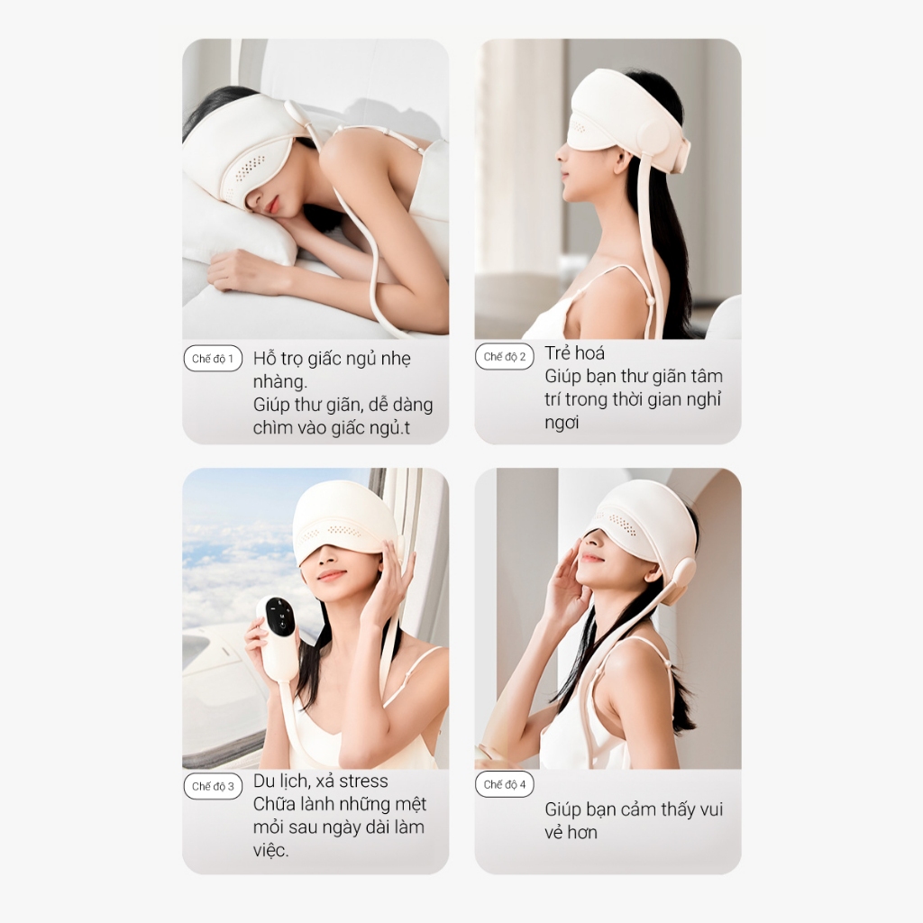 Máy Massage Đầu Và Mắt Cnaier Massage Khí Nén Và Chườm Nóng 6 Vùng, 3 Mức Nhiêt, 4 Chế Độ Giúp Thư Giãn, Dịu Mệt Mỏi