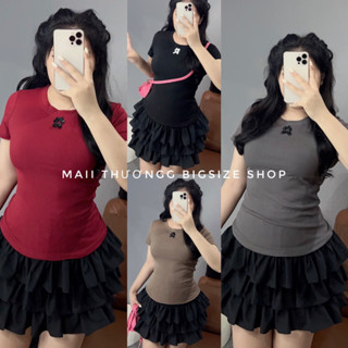 Áo Thun Fit Body Đính Nơ Gân Tăm (Có Minisize và Bigsize) AT81